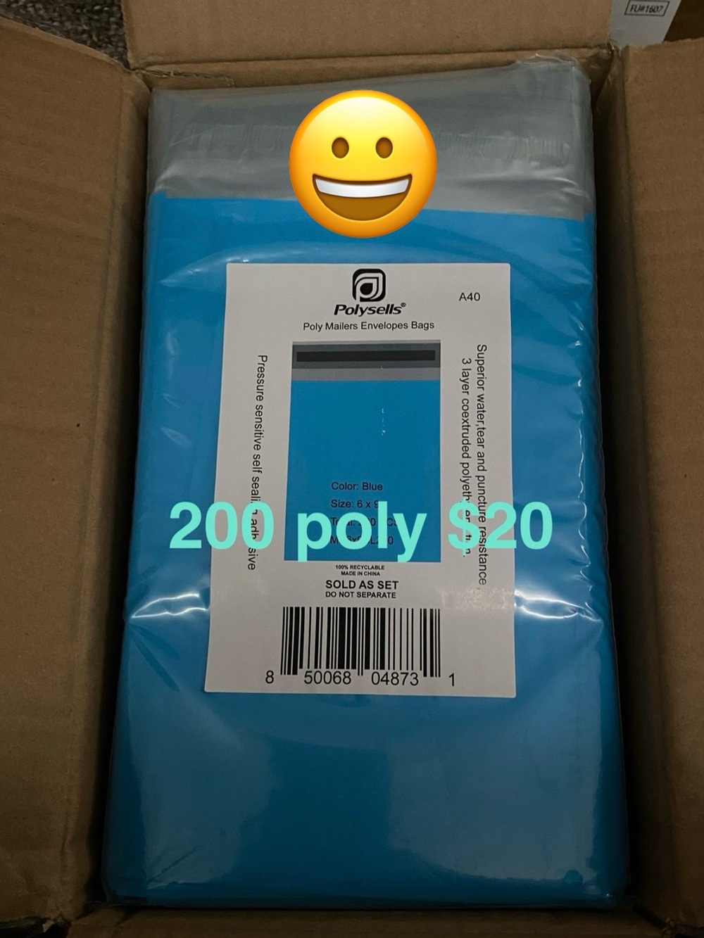 Blue Poly Mailers - 200 Pack